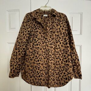 J. Crew Tan and Black Animal Print long sleeve Shirt XS size